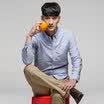 Bejirog shirt 2016 autumn&winter new long-sleeved shirt men&39s business casual color solid shirt 0625 blue 44