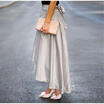 Elegant Women Slip Satin High Waist Skater Flared Pleated Swing Long Skirt Dress