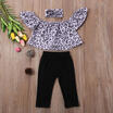 Kids Baby Girls Off Shoulder Leopard Top Blouse Long Pants Outfits Set Clothes