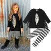 UK Toddler Baby Kid Girl Outfit Feather T Shirt TopStriped Legging Clothes Set