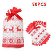 50Pcs Innovative Christmas Ribbon Packing Bag Drawstring Bag Biscuits Candy Gift