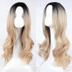 Fashion Women Dark root Blonde Long Wavy Hair Wig Synthetic Full Wigs Cosplay