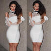 Fashion Women Bandage Bodycon Long Sleeve Club Evening Party Short Mini Dress