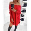 US Womens Off the Shoulder Chunky Knit Jumper Ladies Oversized Baggy Sweater Top