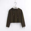 Personality Long Sleeve Rope Hooded Women Tops Casual Fashion Ladies Sweater US