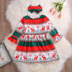 US Stock Toddler Baby Girls Snowflake Christmas Cartoon DressesHeadband Clothes