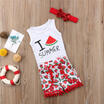 Newborn Infant Baby Kids Watermelon Print Clothes Outfits Sleeveless Sequins Set