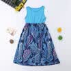 Matching Party Dresses Women Girls Peacocks Tail Dress Family Clothes Summer