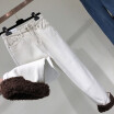 Winter no down thickening lamb stitching high waist joker thermal stretch nine points Korean version of jeans women