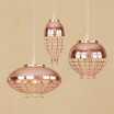 Baycheer HL478974 Industrial Style Wire Cage Hanging Pendant Light with Buffed Copper Shade