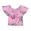 Infant Toddler Baby Girls Flower Tops Off Shoulder T-shirts Short Sleeve Blouse