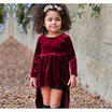 Newborn Baby Girls Retro Pleuche Party Pageant Dresses Asymmetrical Hem Dress