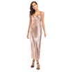 Sexy Plunge Neck Sleeveless Sequin Slit Bodycon Women Maxi Dress