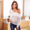 Women Ruffled Off-the-shoulder Sexy Long-sleeved Lace Top Women T-shirt