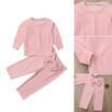 Toddle Baby Kids Girl Solid Velvet Long Sleeve Top Long Pants Clothes Outfit