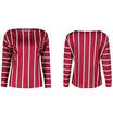Fashion Women Ladies Long Sleeve Stripe Crew Neck Shirts Tops Blouse Tee S-XL