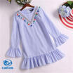 US Stock Mom Daughter Women Kid Girls Striped Tassels Matching Dress Sundress