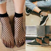 Woman Ruffle Fishnet Ankle High Mesh Lace Fish Net Short Socks with Bow Tie