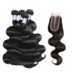 Brazilian Remy Human Hair Weave Body Wave 4pcs Hair Bundles with Closure Virgin Cheap Extensions