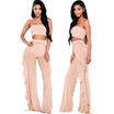Women High Waist See Through Flared Leg Mesh Summer Beach Long Pants Trousers UK