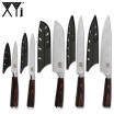 XYj 5 Unids Juego De Cuchillos De Acero Inoxidable 7CR17 Hoja Patrón De Damasco Cuchilla Rebanar Santoku Chef Utilidad Cuchillos D