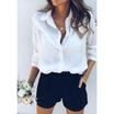 White shirt Womens long sleeve Ruffles blouse ladies Plain Work Shirt