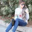 Women Casual Tops T-Shirt Loose Fashion Lace Blouse Cotton Blouse Long Sleeve