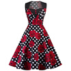 Vintage Floral Print Polka Dot Pin Up Dress