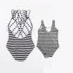 Summer One Piece Swimsuit Monokini Women Stripe Swimwear Push Up Padded Bikini