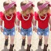 Toddler Kids Baby Girls Denim Tops T-shirt Pants Shorts Outfits Clothes Summer