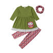 Toddler Kids Baby Girls Dress Tops Pants Leggings 3Pcs Outfits Cotton Clothes