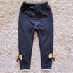 UK Kids Baby Girls Bow Denim Pants Trousers Velvet Leggings Jeans Warm Clothes