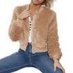 Fashion Women Plush Faux Fur Full Zip Jackets Hooded Cardigan Outwear Short Coat
