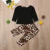 2PCS Set Toddler Baby Girls T-shirt Leopard Leggings Pants Outfits Clothes