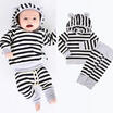 0-24M Newborn Baby Kids Girls Clothes Striped Hooded TopsLong Pants Outfits Set