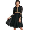 Bell Sleeve Embroidered Lace A Line Dress