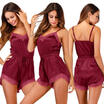 Womens Sleeveless V-neck Bodysuit Jumpsuit Lace Romper Leotard Tops Lingerie