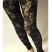 Women Slim Legging Pencil Pants High Waist Eyelets Bandage Lace Trouser Black
