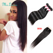 Ms Luna Hair Brazilian Straight Human Hair Weaves with Closure 100 Human Hair Extension 3 PCS With 4x4" Free3 Part Lace Closure