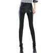 MAZOE pu leather pants women wear black leggings high waist plus velvet thick feet pants M8868 black L