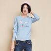 Semir Ladies simple round necked sets of sweet letters embroidered knit sweaters sweater sunglasses Korean tide 19416070902 ice blue M