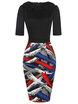 Color Block Bodycon Formal Work Dress