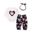 Flower Newborn Baby Girl Cotton Top Romper Long Pants Headband Outfit Clothes AU