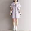 City plus CITYPLUS arts&crafts Fan Haijun wind bow small lapel short sleeve dress CWQZ173150 apricot L
