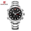 NAVIFORCE Luxury Dual Display Digital Quartz Men Watch Stainless Steel Luminous Sports Watch Chronograph Water-Proof Man Clock G