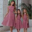 Mother&Daughter Clothes Bowknot dress Family Matching Outfits Pleated Girls