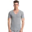 Three guns home service Shu skin cotton ribs stretch V-neck short-sleeved shirt 2 gray gray 2XL