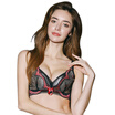 Tingmei thin cup large size to adjust the adjustment without steel bra QW5589 black 70B