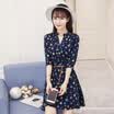 VIVAHEART casual fashion parachute printing Slim dress A word skirt to send belt VWQZ173232 navy blue M