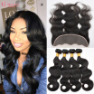 Cheap 6A Peruvian Virgin Hair Body Wave With Closure 4 Bundles With 13X4 Full Lace Frontals Human Hair With Lace Frontal Closure